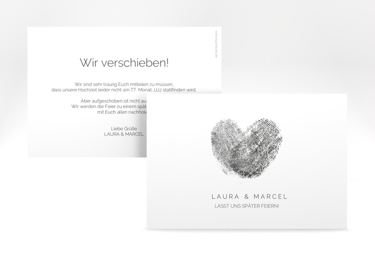 Change the Date-Karte Fingerprint A6 Karte quer schwarz schlicht mit Fingerabdruck-Motiv