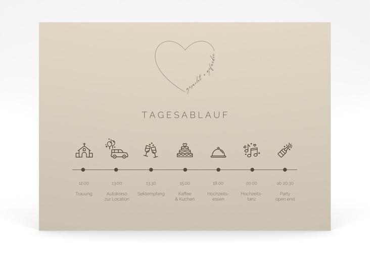Tagesablauf Poster Hochzeit Lebenstraum 70 x 50 cm Poster beige