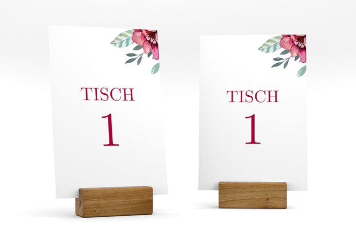 Tischnummer Hochzeit Blooming Tischaufsteller weiss