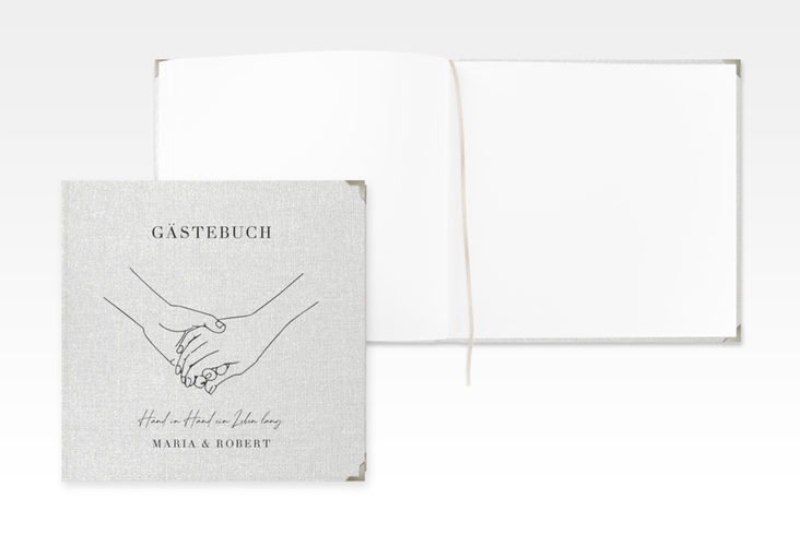 Gästebuch Selection Hochzeit Hands Leinen-Hardcover mit sich haltenden Händen im Monoline-Stil