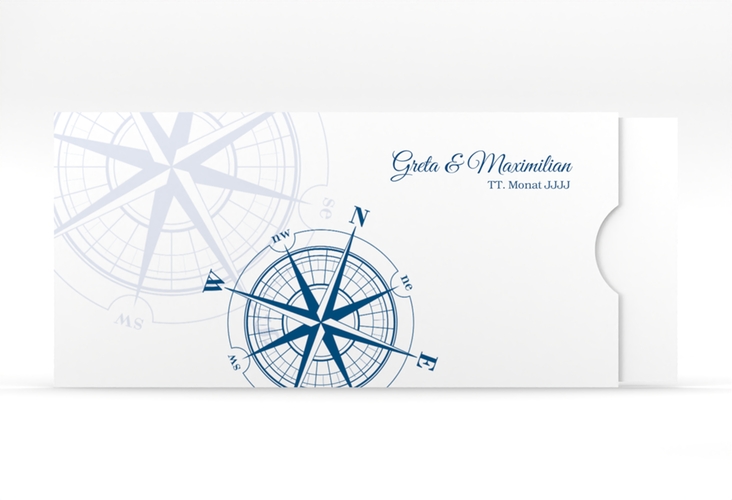 Hochzeitseinladung Windrose Einsteckkarte blau