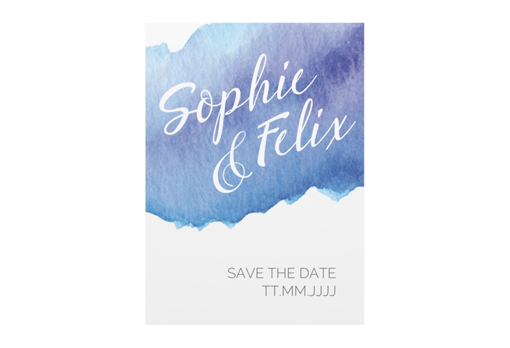 Save the Date-Visitenkarte Aquarella Visitenkarte hoch blau hochglanz