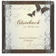 Klick: Details zu Gästebuch Selection Hochzeit "Toulouse" anzeigen Gästebuch Selection Hochzeit Toulouse Leinen-Hardcover braun mit Schmetterlingen und Schnörkeln