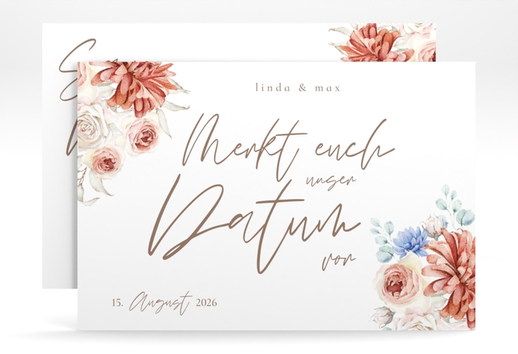 Save the Date-Karte Flowercloud A6 Karte quer bunt hochglanz