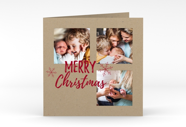 Weihnachtskarte Joyful quadr. Klappkarte Kraftpapier