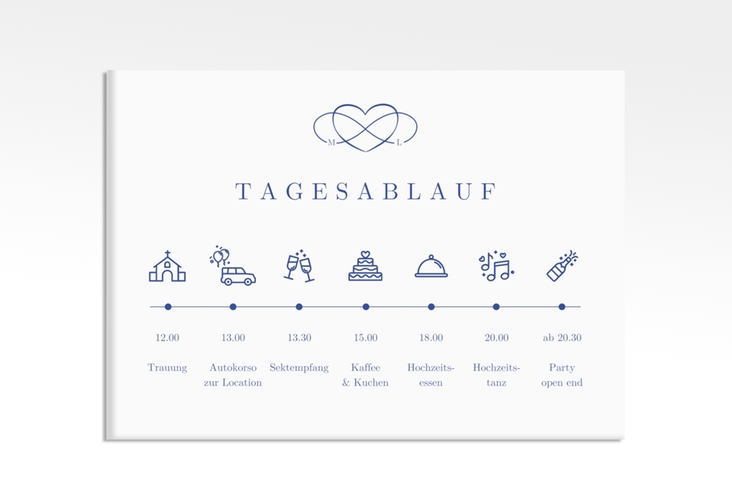Tagesablauf Leinwand Hochzeit Infinity 70 x 50 cm Leinwand blau