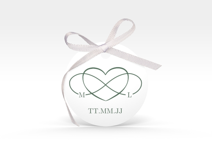 Geschenkanhänger Hochzeit Infinity Geschenkanhänger, rund gruen hochglanz