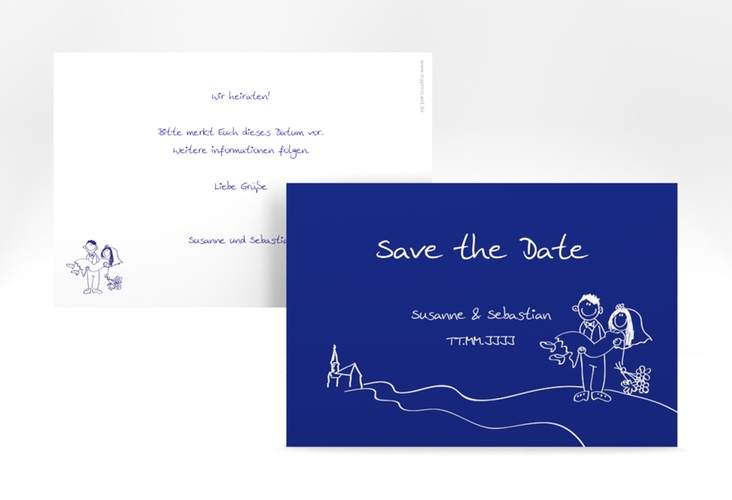 Save the Date-Karte Hochzeit Pisa A6 Karte quer blau hochglanz