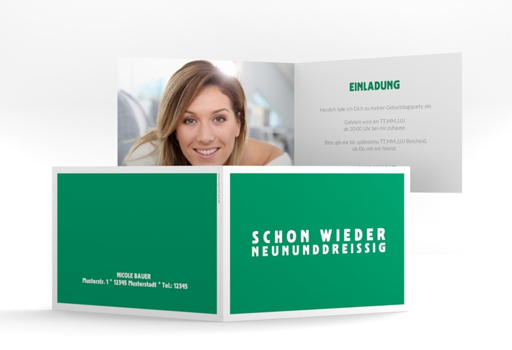 Einladung 40. Geburtstag Gag A6 Klappkarte quer gruen