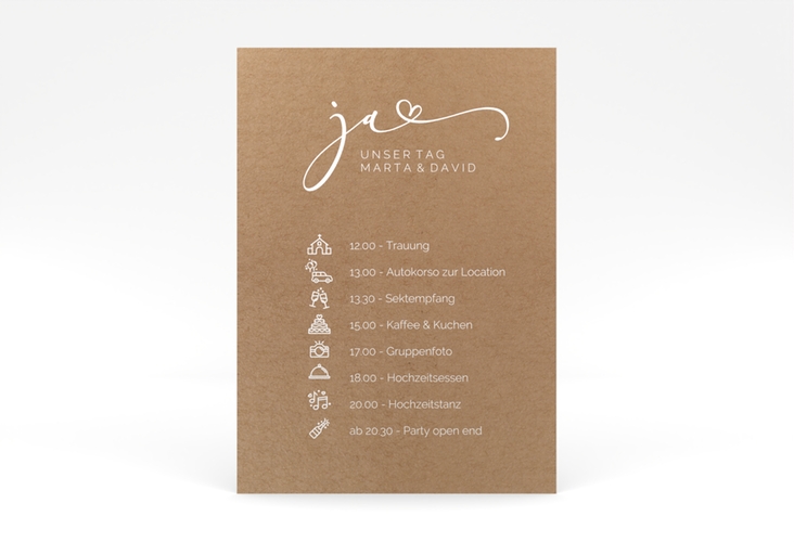 Tagesablauf Poster Hochzeit Jawort 50 x 70 cm Poster modern minimalistisch mit veredelter Aufschrift