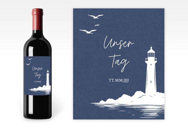 Weinetikett zur Hochzeit Leuchtturm Etikett Weinflasche 4er Set