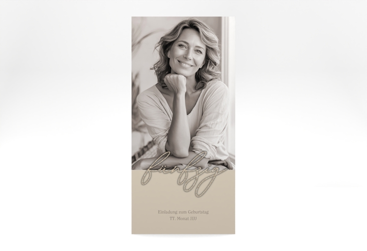 Einladung 50. Geburtstag Lebensalter lange Karte hoch