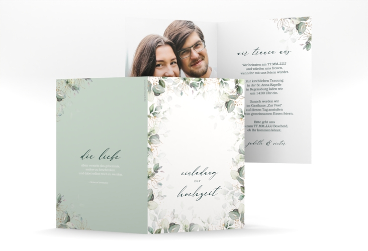 Einladungskarte Hochzeit Poesia A6 Klappkarte hoch weiss