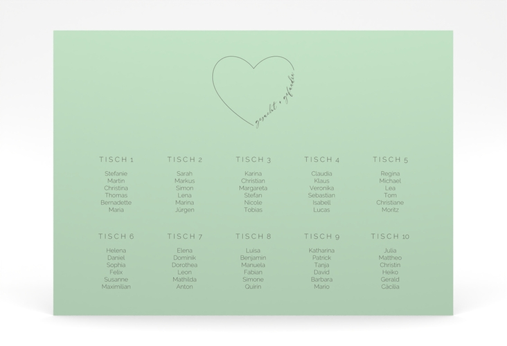 Sitzplan Poster Hochzeit Lebenstraum 70 x 50 cm Poster mint