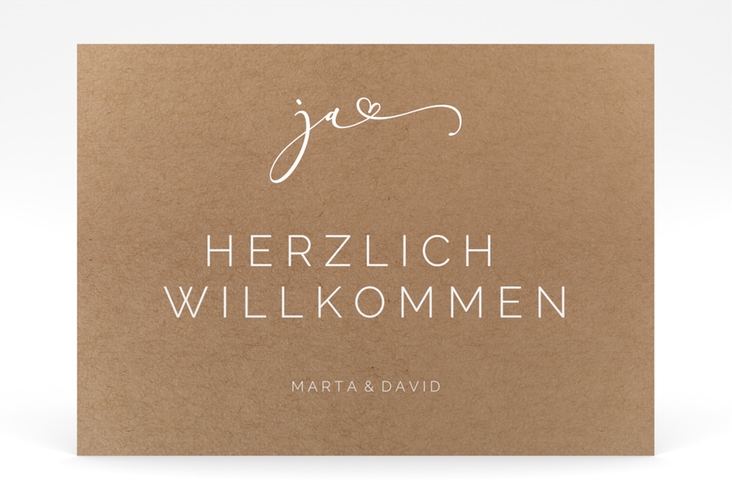Willkommensschild Poster Jawort 70 x 50 cm Poster Kraftpapier modern minimalistisch mit veredelter Aufschrift