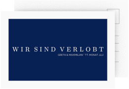 Klick: Details zu Verlobungskarte Hochzeit "Simply" anzeigen Verlobungskarte Hochzeit Simply A6 Postkarte blau