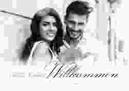 Willkommensschild Poster Bokeh 70 x 50 cm Poster weiss