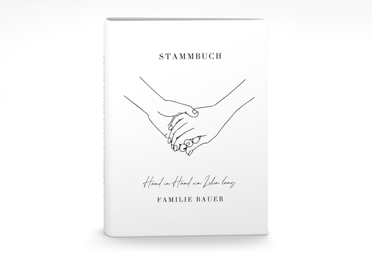 Stammbuch A5 Hands Stammbuch A5 weiss mit sich haltenden Händen im Monoline-Stil