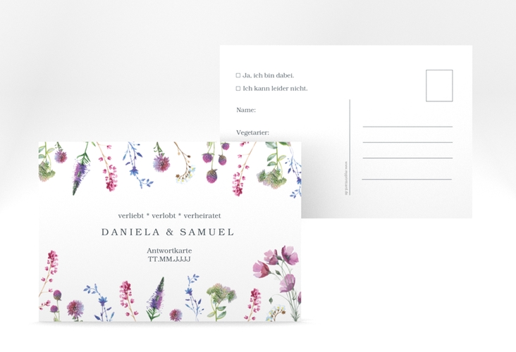 Antwortkarte Hochzeit "Wildblumen" A6 Postkarte