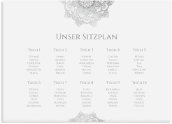 Klick: Details zu Sitzplan Leinwand Hochzeit "Delight" anzeigen Sitzplan Leinwand Hochzeit Delight 70 x 50 cm Leinwand grau