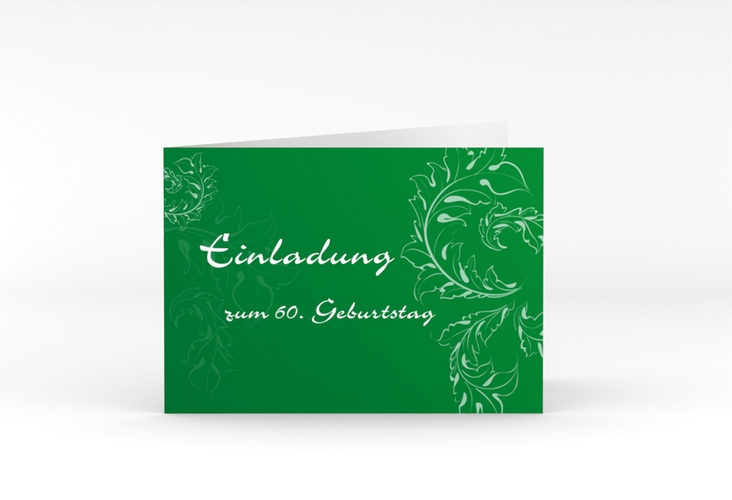Einladung 60. Geburtstag Peter/Petra A6 Klappkarte quer gruen