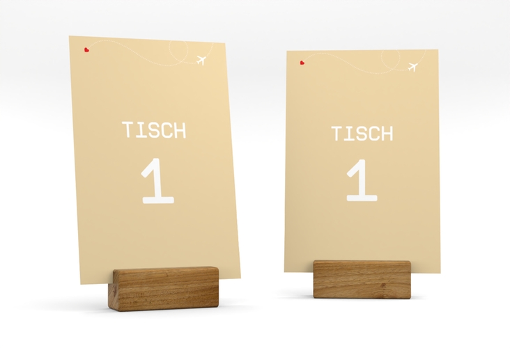 Tischnummer Hochzeit Weddingpass Tischaufsteller beige hochglanz