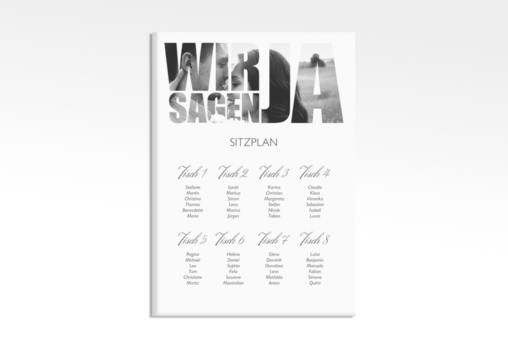 Sitzplan Leinwand Hochzeit Letters 50 x 70 cm Leinwand