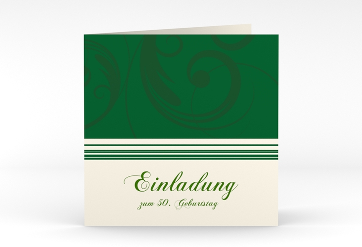 Einladung 50. Geburtstag Katharina quadr. Klappkarte gruen hochglanz