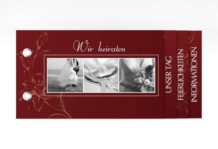 Hochzeitseinladung Lille Booklet rot hochglanz