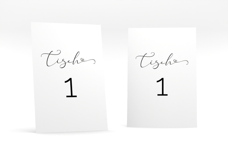 Tischnummer Hochzeit Jawort Tischaufsteller weiss modern minimalistisch mit veredelter Aufschrift