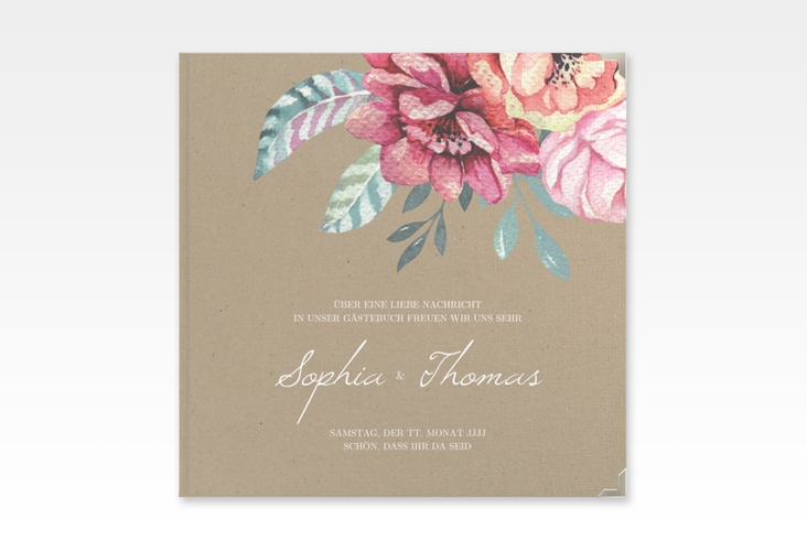 Gästebuch Selection Hochzeit Blooming Leinen-Hardcover Kraftpapier