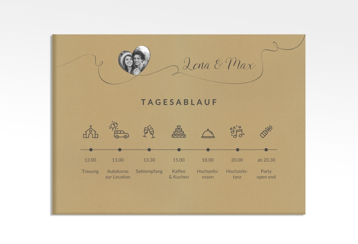 Tagesablauf Leinwand Hochzeit "Herzensbund" 70 x 50 cm Leinwand