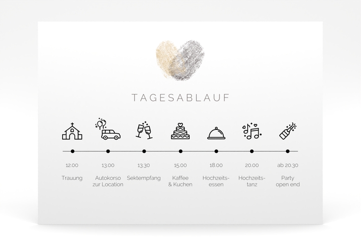 Tagesablauf Poster Hochzeit Fingerprint 70 x 50 cm Poster beige schlicht mit Fingerabdruck-Motiv