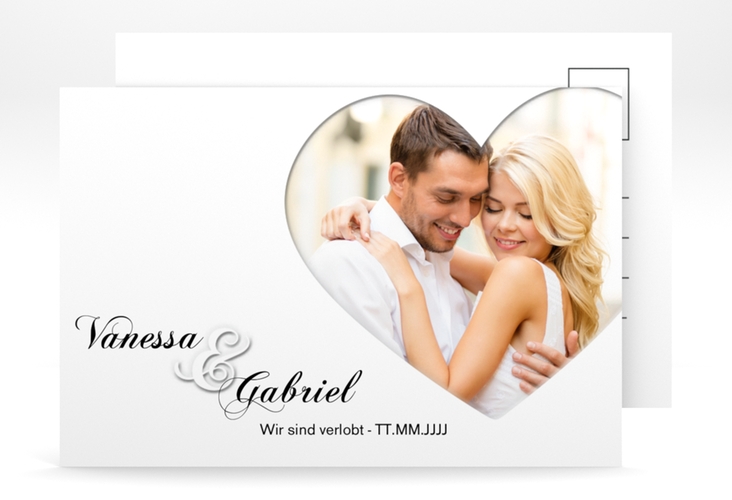 Verlobungskarte Hochzeit Sweetheart A6 Postkarte weiss