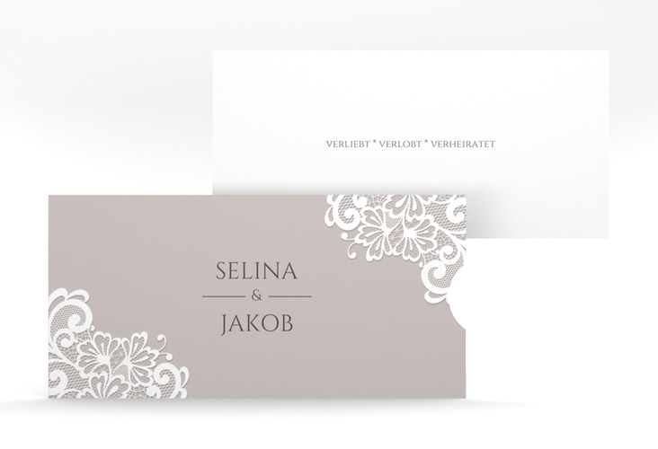 Hochzeitseinladung Vintage Einsteckkarte mit floraler Spitze