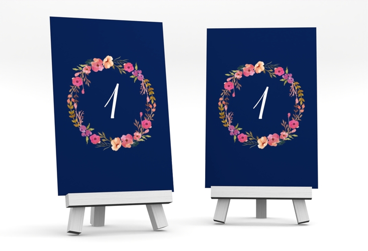 Tischnummer Hochzeit Fiore Tischaufsteller blau