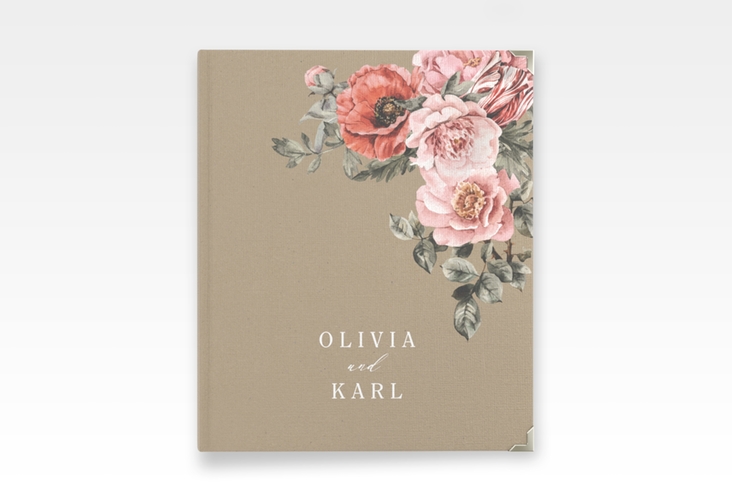 Hochzeitsalbum Grazioso 21 x 25 cm Kraftpapier modern mit Mohnblumen und Rosen