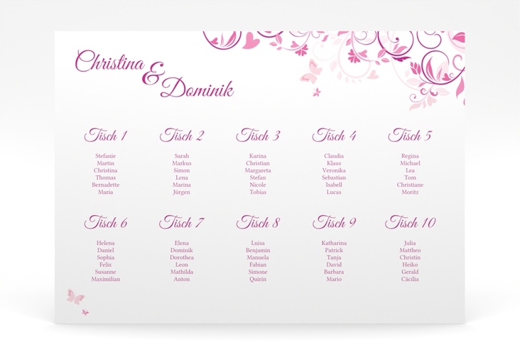 Sitzplan Poster Hochzeit Lilly 70 x 50 cm Poster