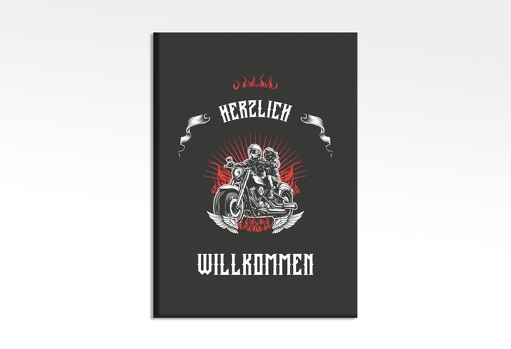 Willkommensschild Leinwand Biker 50 x 70 cm Leinwand mit Rocker-Paar auf Motorrad