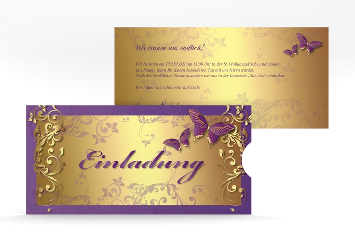 Hochzeitseinladung Toulouse Einsteckkarte lila