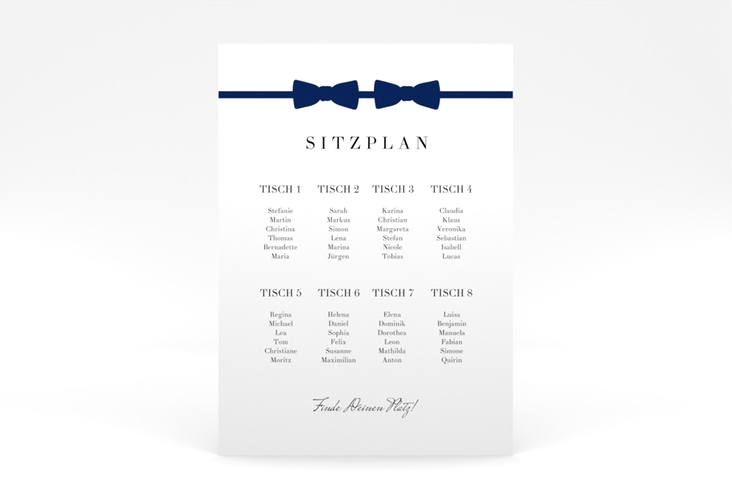 Sitzplan Poster Hochzeit Suits 50 x 70 cm Poster blau