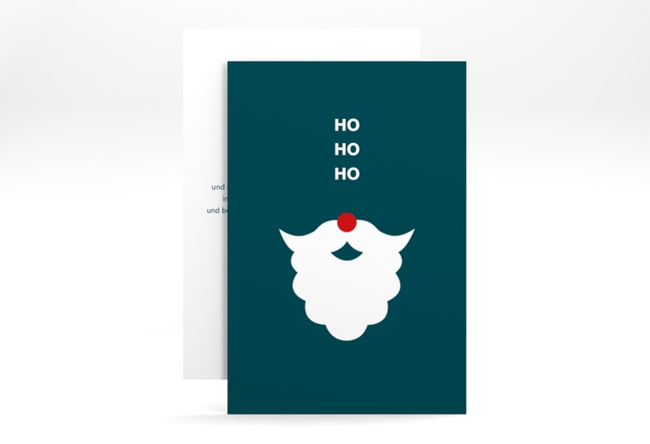 Business-Weihnachtskarte Hohoho A6 Karte hoch blau mit kreativer Grafik