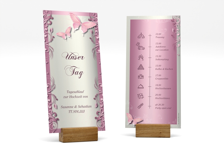 Tagesablauf Hochzeit Toulouse lange Karte hoch rosa