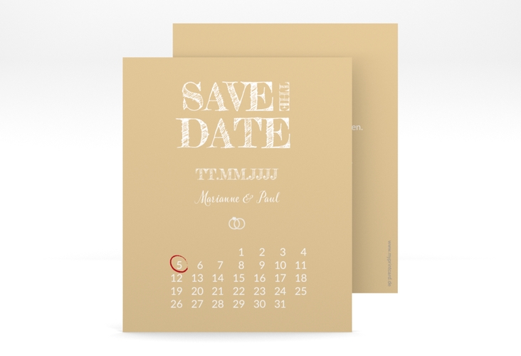 Save the Date-Kalenderblatt Rise Kalenderblatt-Karte beige hochglanz
