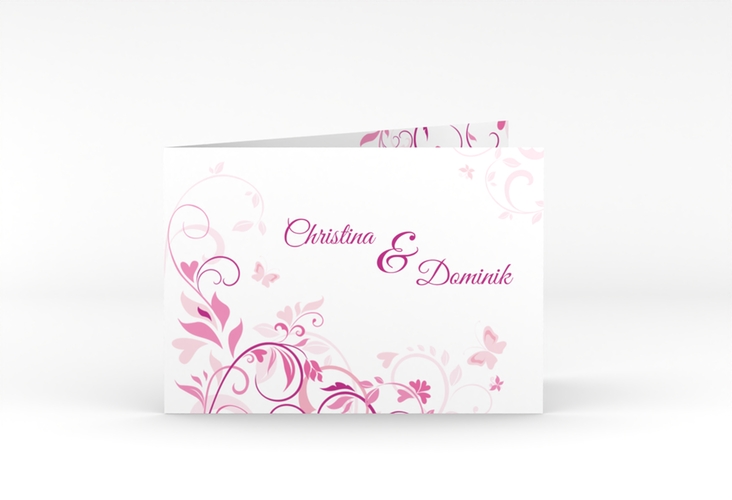 Danksagungskarte Hochzeit Lilly A6 Klappkarte quer pink