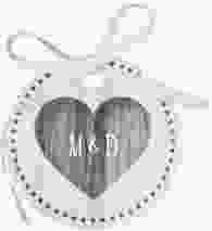 Geschenkanhänger Hochzeit Flair Geschenkanhänger, rund grau in rustikaler Holz-Optik mit Herz