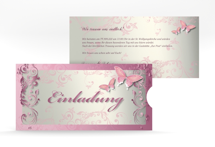 Hochzeitseinladung Toulouse Einsteckkarte rosa hochglanz