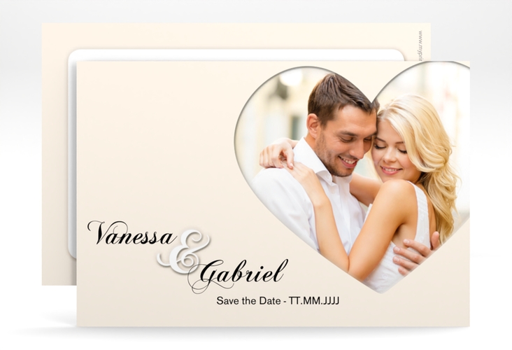 Save the Date-Karte Sweetheart A6 Karte quer beige hochglanz