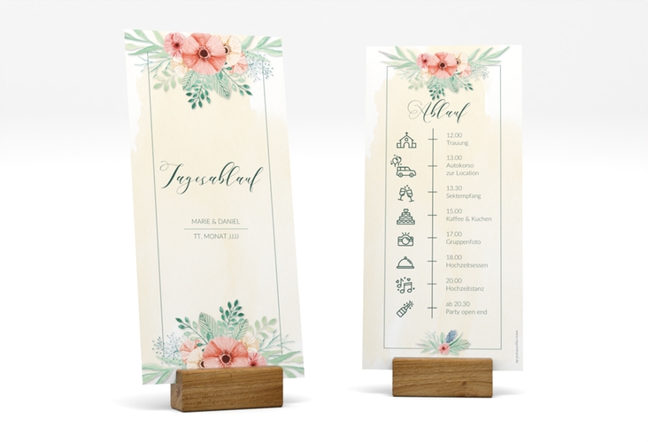 Tagesablauf Hochzeit Surfinia lange Karte hoch apricot