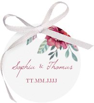 Klick: Details zu Geschenkanhänger Hochzeit "Blooming" anzeigen Geschenkanhänger Hochzeit "Blooming" Geschenkanhänger, rund weiss